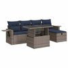 vidaXL 6 pcs conj. sof&aacute;s jardim c/ almofad&otilde;es vime PE/ac&aacute;cia cinzento