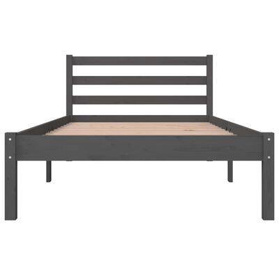 vidaXL Estrutura de cama solteiro 90x190 cm pinho maciço cinzento