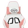 vidaXL Cadeira gaming couro artificial branco e rosa