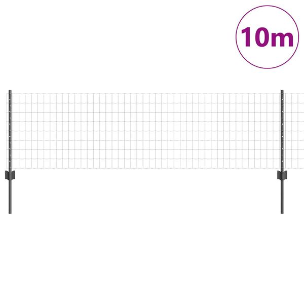 vidaXL Cerca e Poste Cinzeto 0,6 x 10 m A&ccedil;o