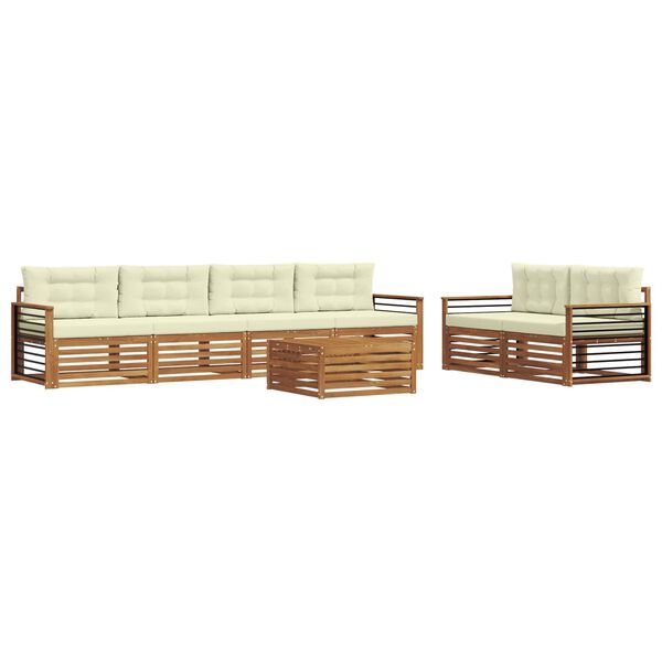 vidaXL Conjunto de Sof&aacute;s para Exterior 7 pcs Natural e Creme