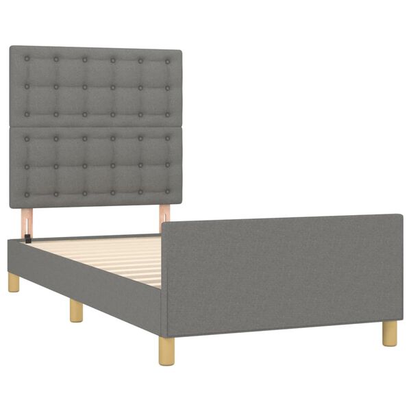 vidaXL Estrutura de cama sem colch&atilde;o 100x200 cm tecido cinzento-escuro