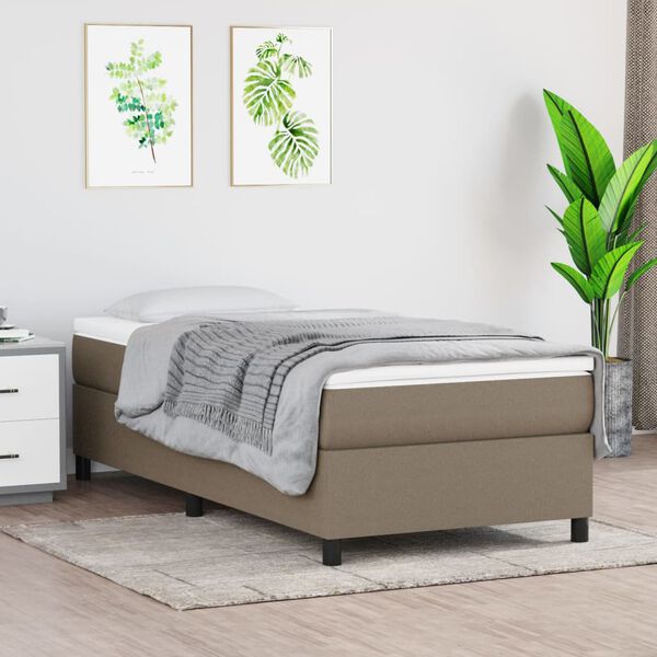vidaXL Cama com molas/colch&atilde;o 90x190 cm tecido castanho-acinzentado