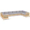 vidaXL 10 pcs conjunto lounge de jardim c/ almofad&otilde;es cinzentos pinho