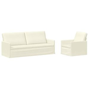 vidaXL Conjunto de Sof&aacute;s 2 pcs Creme Tecido de Veludo Cotele