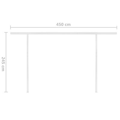 vidaXL Toldo retrátil manual com postes 4,5x3,5 m cor creme