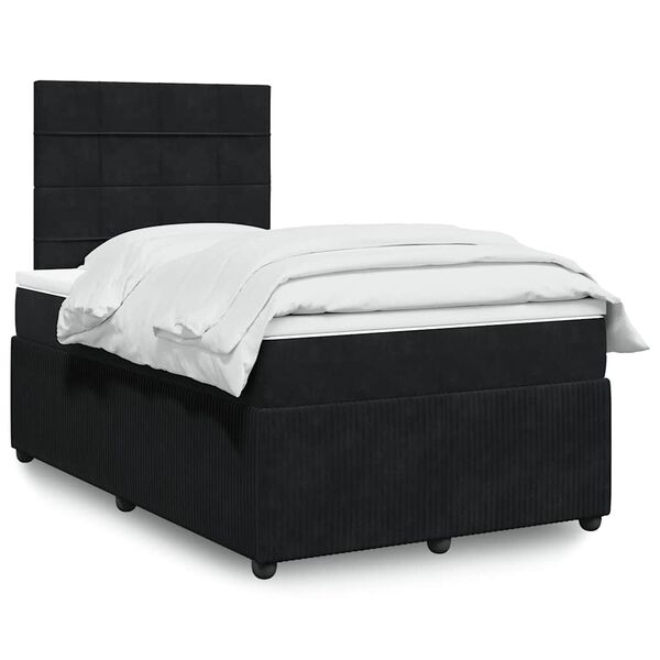 vidaXL Cama boxspring com colch&atilde;o 120x200 cm veludo preto