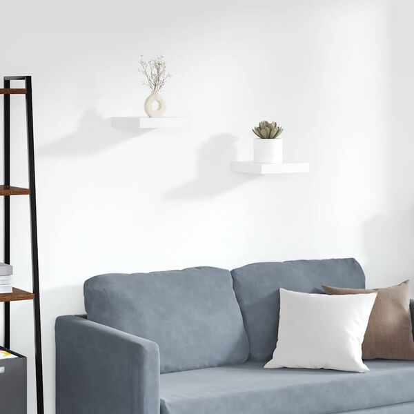 vidaXL Prateleiras de parede suspensas 2 pcs 23x23,5x3,8cm MDF branco