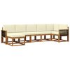 vidaXL Conjunto de Sof&aacute;s para Exterior 7 pcs Natural e Creme Poli&eacute;ster