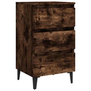 vidaXL Mesa cabeceira pernas de metal 40x35x69 cm cor carvalho fumado