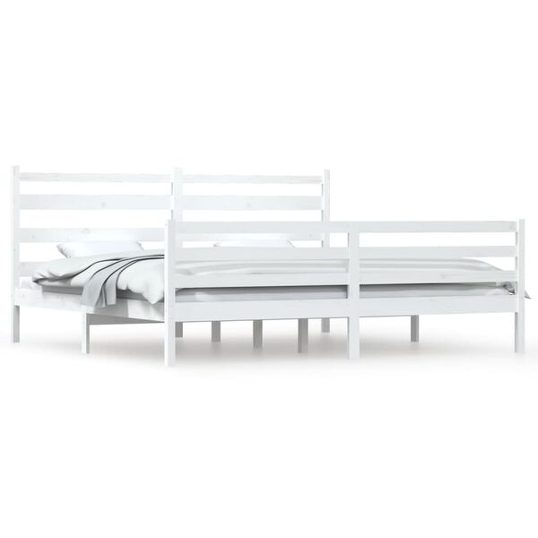vidaXL Estrutura de cama 200x200 cm pinho maci&ccedil;o branco