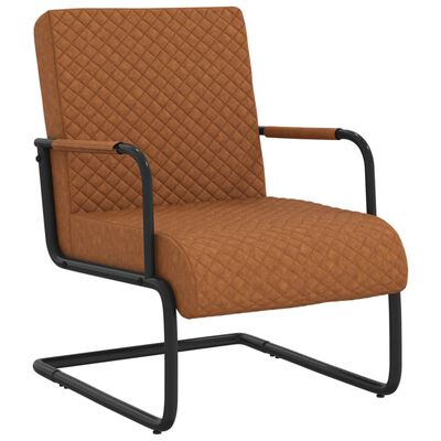 vidaXL Cadeira cantilever em couro artificial castanho mate