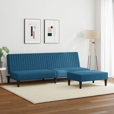 vidaXL 2 pcs conjunto de sofás veludo azul