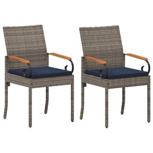 vidaXL Cadeiras de jardim com almofada 2 pcs Cinza e Azul Marinho