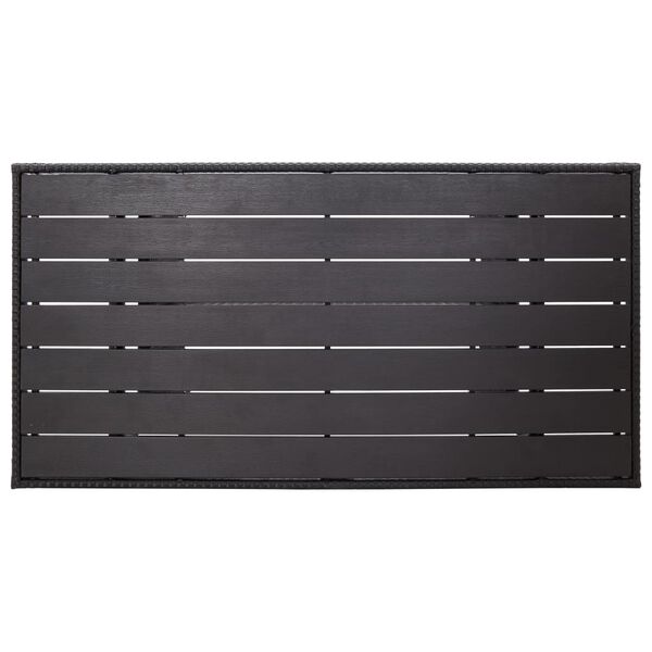 vidaXL Mesa de jardim 120x70x66 cm vime PE preto