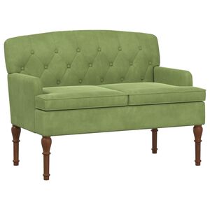 vidaXL Sof&aacute; de dois lugares com bot&atilde;o acolchoado Verde Claro Veludo