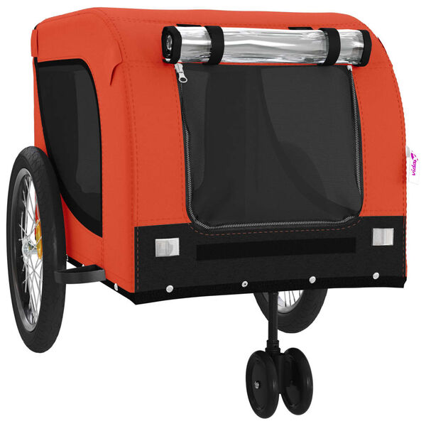 vidaXL Reboque bicicleta p/ animais tecido oxford/ferro laranja/preto