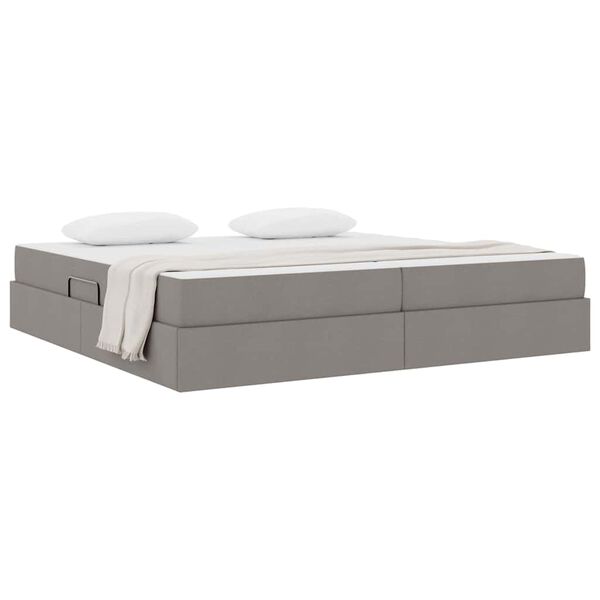 vidaXL Cama com arruma&ccedil;&atilde;o e colch&atilde;o Cinzento-acastanhado 200 x 200 cm