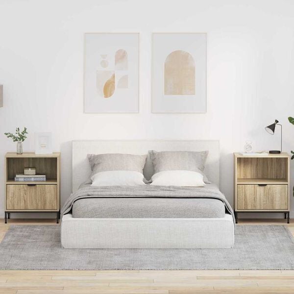 vidaXL Arm&aacute;rio de Cabeceira 2 pcs Carvalho sonoma 49 x 36 x 61 cm