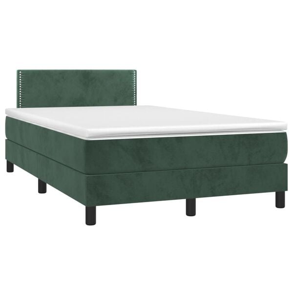 vidaXL Cama boxspring com colch&atilde;o 120x190 cm veludo verde-escuro