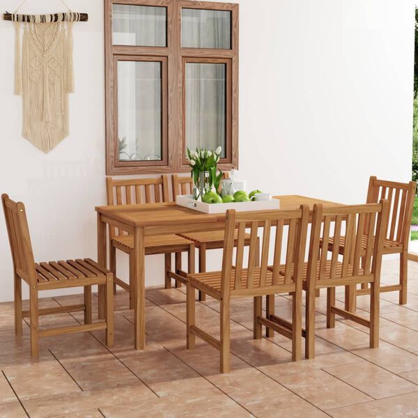vidaXL Conjunto de jantar de jardim de 7 pe&ccedil;as 160x80 cm madeira de teca maci&ccedil;a