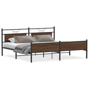 vidaXL Estrutura cama sem colch&atilde;o 193x201 cm metal carvalho castanho