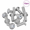 vidaXL Parafuso de Bloqueio de Cabe&ccedil;a 12 unid. Prateado M6 x 15 mm A&ccedil;o
