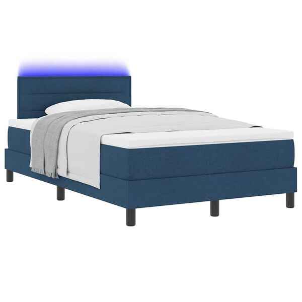 vidaXL Cama Box com colch&atilde;o com cabeceira Azul 120 x 200 cm tecido