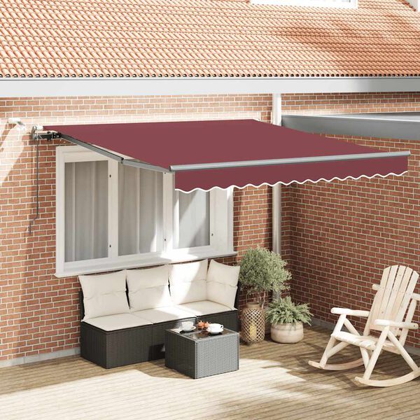 vidaXL Toldo retrátil automático com luzes LED 300x250 cm bordô