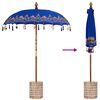 vidaXL Parasol Balinês 260 Azul 180-190 cm Algodão e madeira sólida