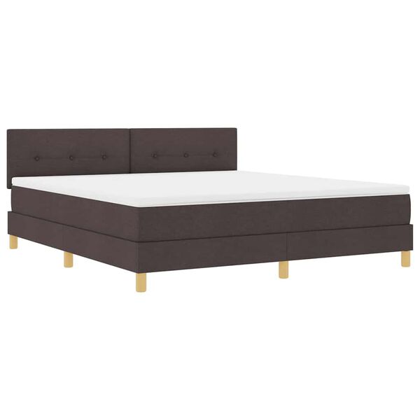 vidaXL Cama Box com colch&atilde;o Castanho escuro 180 x 200 cm tecido