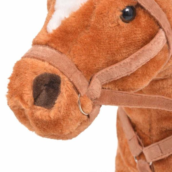 vidaXL Cavalo de peluche de montar castanho