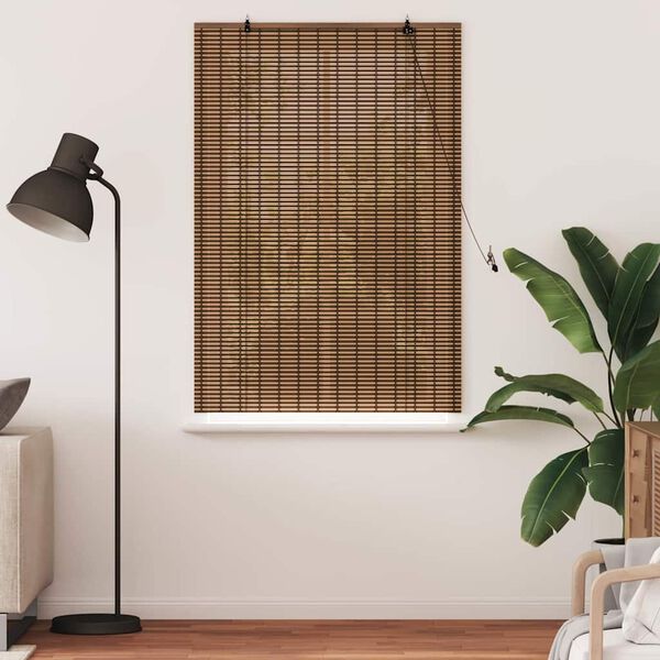 vidaXL Estores de rolo com cortinas Manual Castanho 120 x 160 cm Bambu
