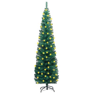 vidaXL Árvore de Natal pré-iluminada fina com suporte 180 cm PVC verde