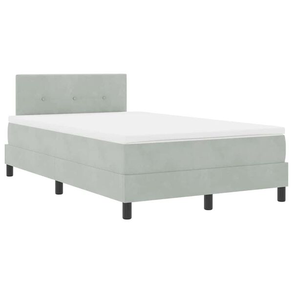 vidaXL Cama Box com colch&atilde;o Cinzento-claro 120 x 200 cm Veludo
