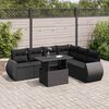 vidaXL 7 pcs conjunto de sof&aacute;s p/ jardim c/ almofad&otilde;es vime PE preto