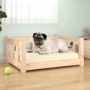 vidaXL Cama para c&atilde;es 65,5x50,5x28 cm madeira de pinho maci&ccedil;a