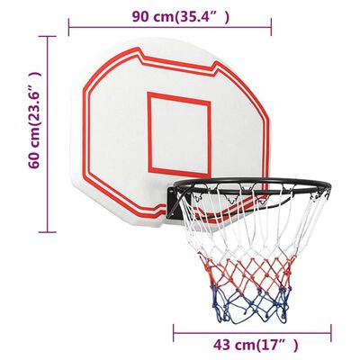 vidaXL Tabela de basquetebol 90x60x2 cm polietileno branco