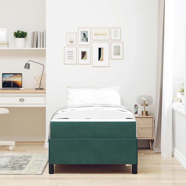 vidaXL Estrutura da Cama com colch&atilde;o Verde Escuro 80 x 200 cm tecido