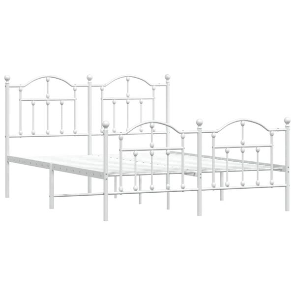 vidaXL Estrutura de cama com cabeceira e p&eacute;s 150x200 cm metal branco