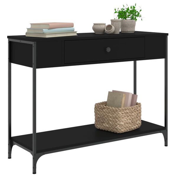 vidaXL Mesa consola 100x34,5x75 cm derivados de madeira preto
