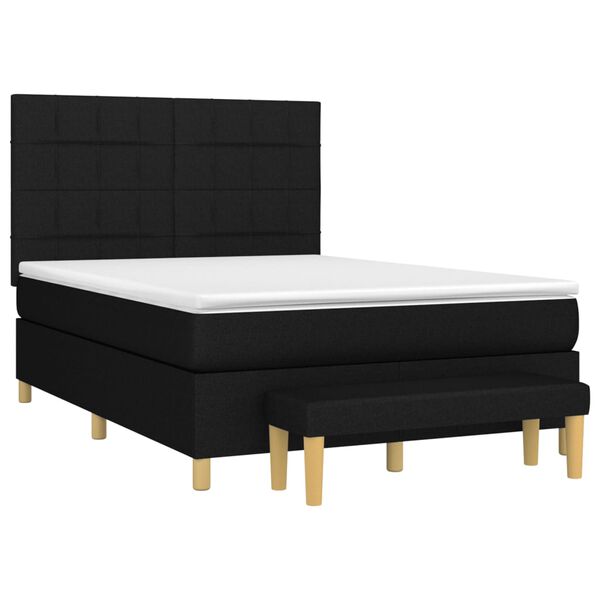 vidaXL Cama com molas/colch&atilde;o 140x190 cm tecido preto