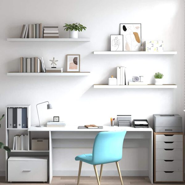 vidaXL Prateleiras parede 4 pcs 120x23,5x3,8 cm MDF carvalho e branco