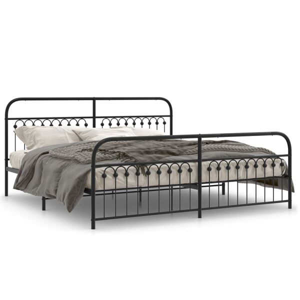 vidaXL Estrutura de cama com cabeceira e pés 200x200 cm metal preto