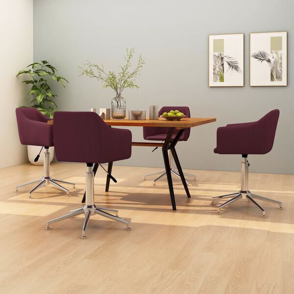 vidaXL Cadeiras de jantar girat&oacute;rias 4 pcs tecido roxo