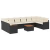 vidaXL 11 pcs conjunto sof&aacute;s de jardim c/ almofad&otilde;es vime PE preto