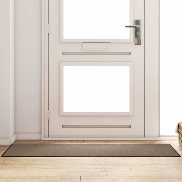 vidaXL Tapete de Entrada Outros Bege e Preto 60 x 180 cm