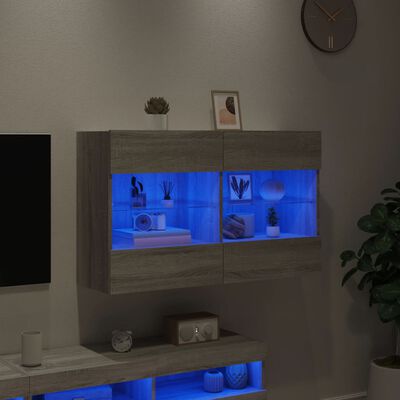 vidaXL Móvel de parede p/ TV c/ luzes LED 98,5x30x60,5 cm cinza sonoma