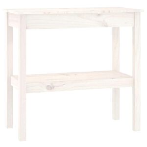 vidaXL Mesa consola 80x40x75 cm madeira de pinho maci&ccedil;a branco