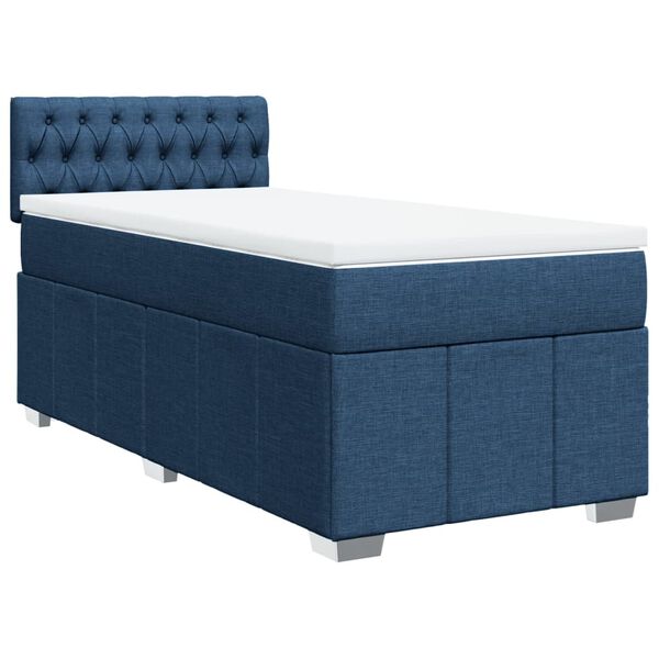 vidaXL Cama com molas/colch&atilde;o 90x190 cm tecido azul